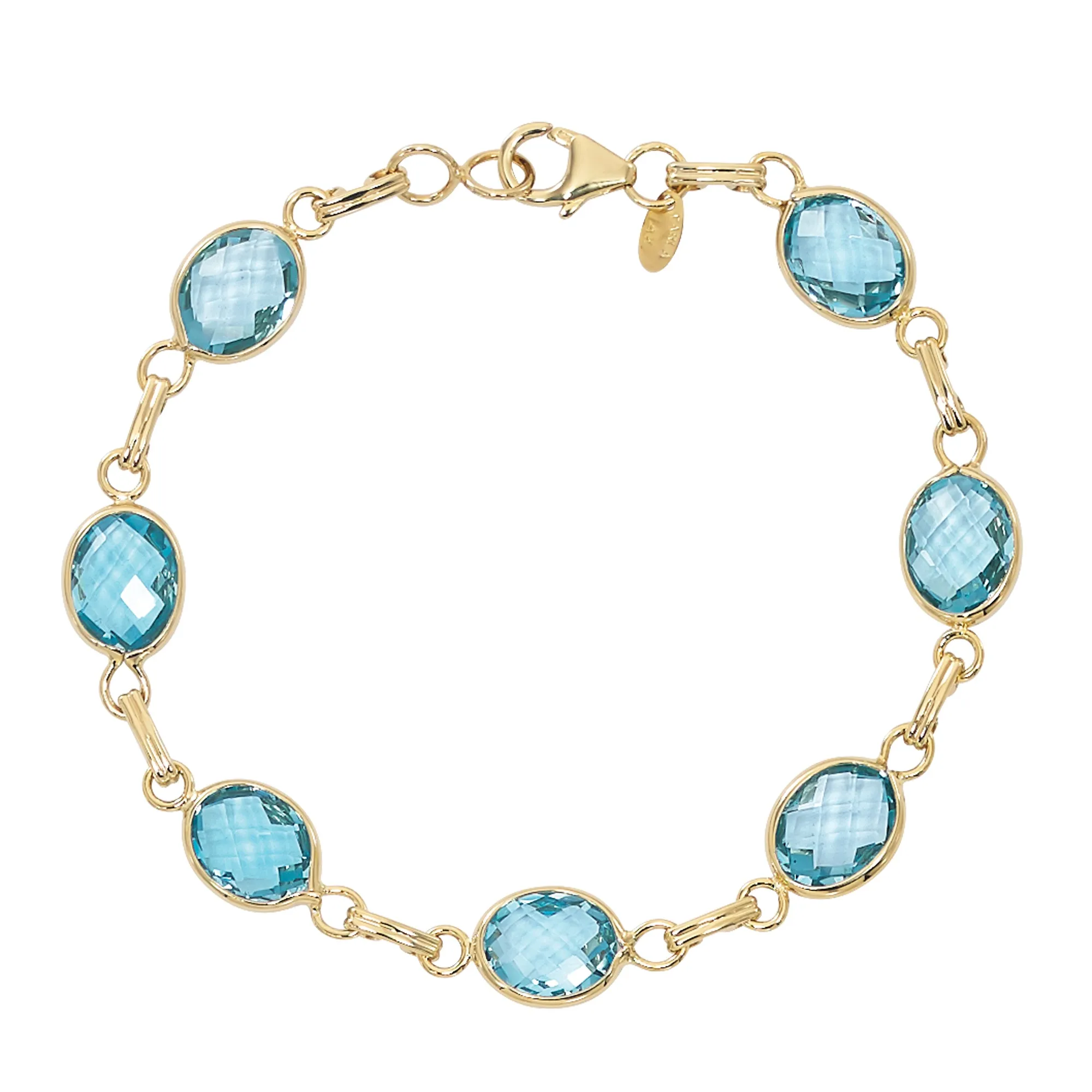 14 Karat 10x8 Blue Topaz 7.75 Bracelet