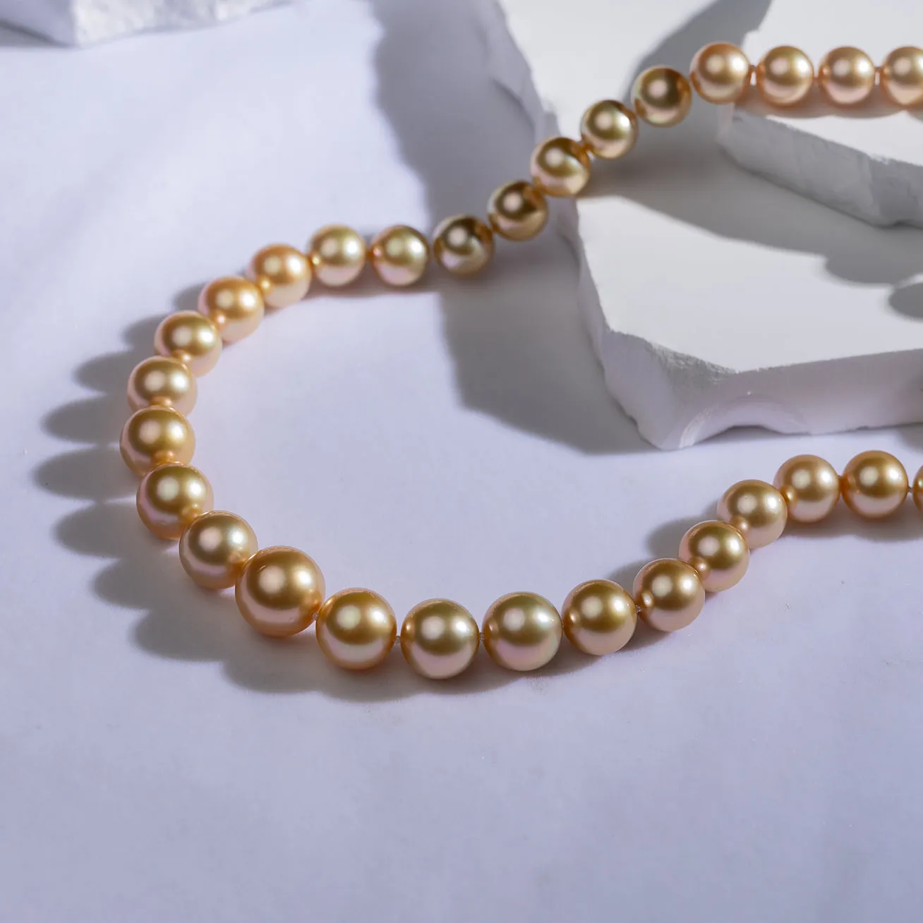 18k Aurora Moon Rainbow South Sea Golden Pearl Necklace KN00214