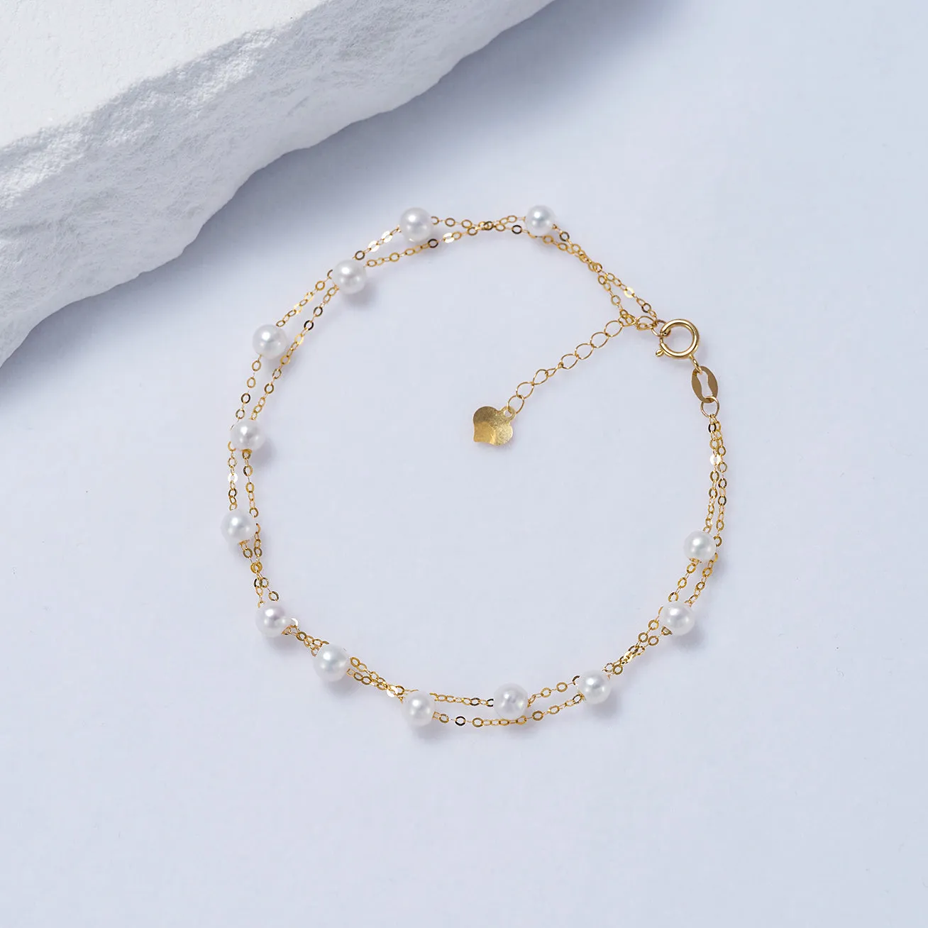 18K Solid Gold Freshwater Pearl Bracelet KB00035