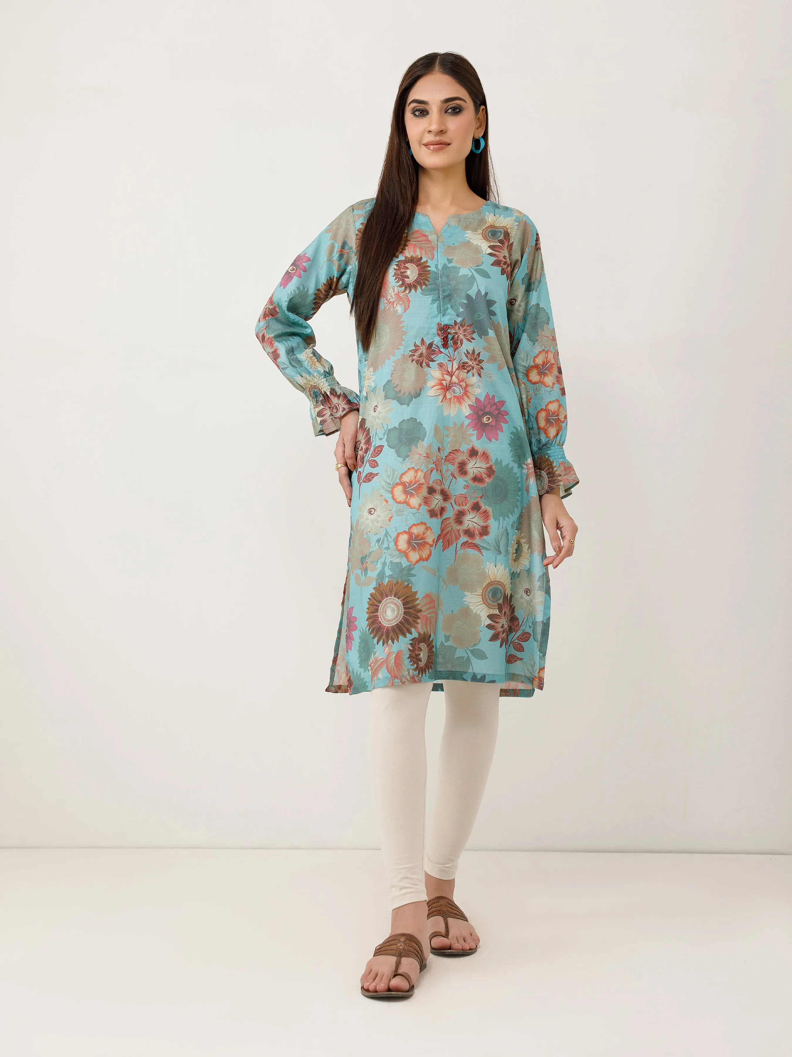 1pc Unstitched Digital Printed Lawn Slub Kurti