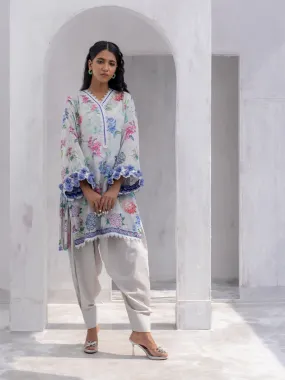 1pc Unstitched Printed Dobby Silk Lawn Kurti