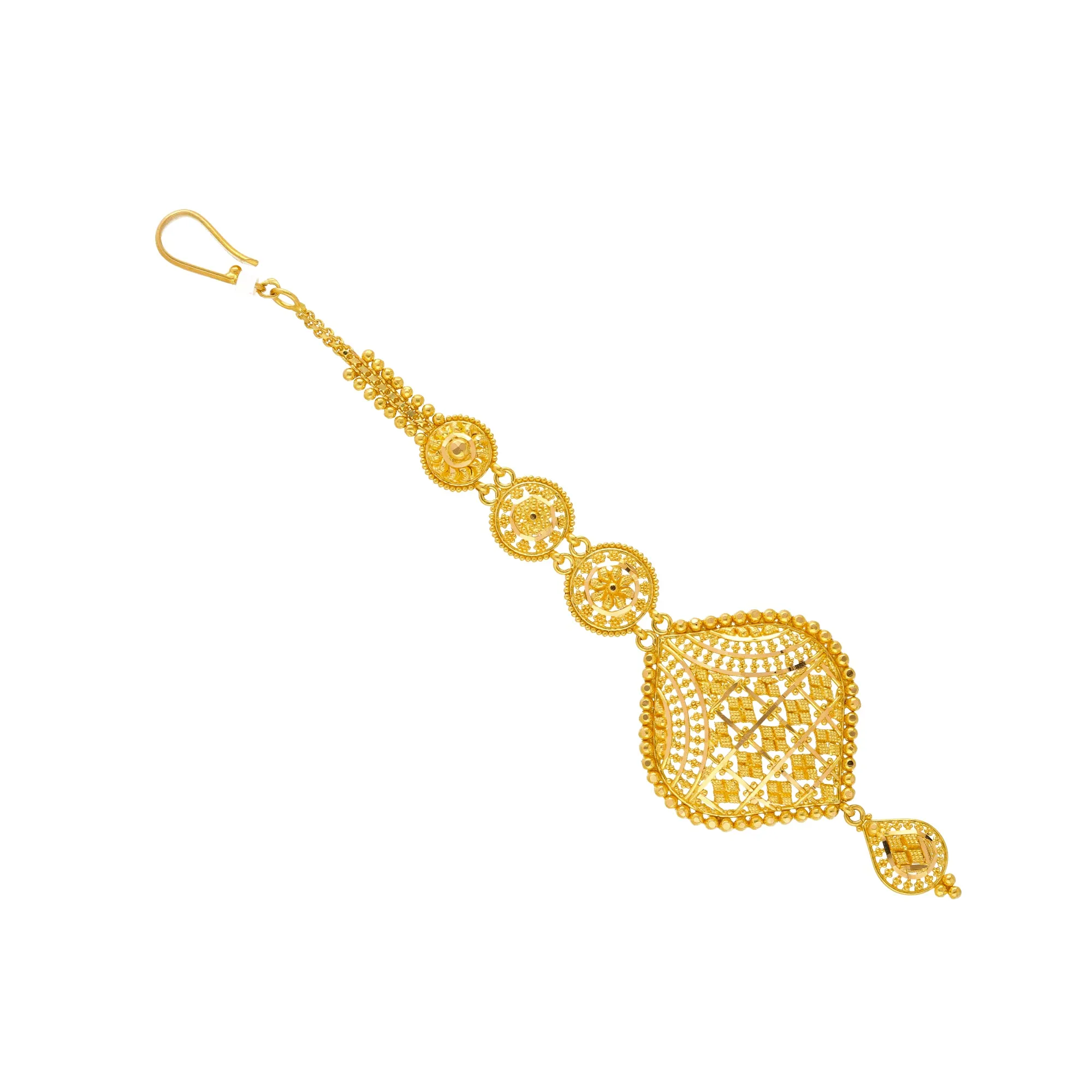 22K Yellow Gold Beaded Filigree Tikka (10.7gm)