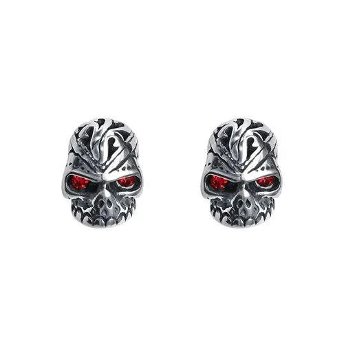 3 Pairs Skull with Cubic Zirconia Eyes Stainless Steel Punk Rock Stud Earrings