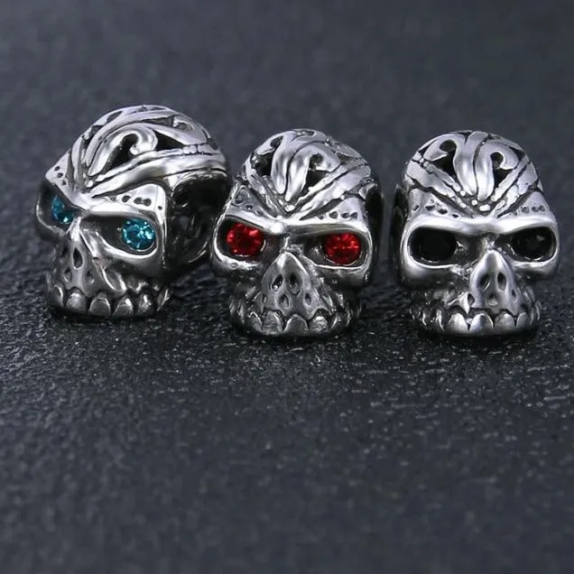 3 Pairs Skull with Cubic Zirconia Eyes Stainless Steel Punk Rock Stud Earrings