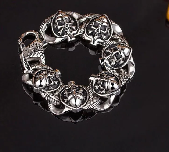 316L Stainless Steel Viking Skull Charm Bracelet