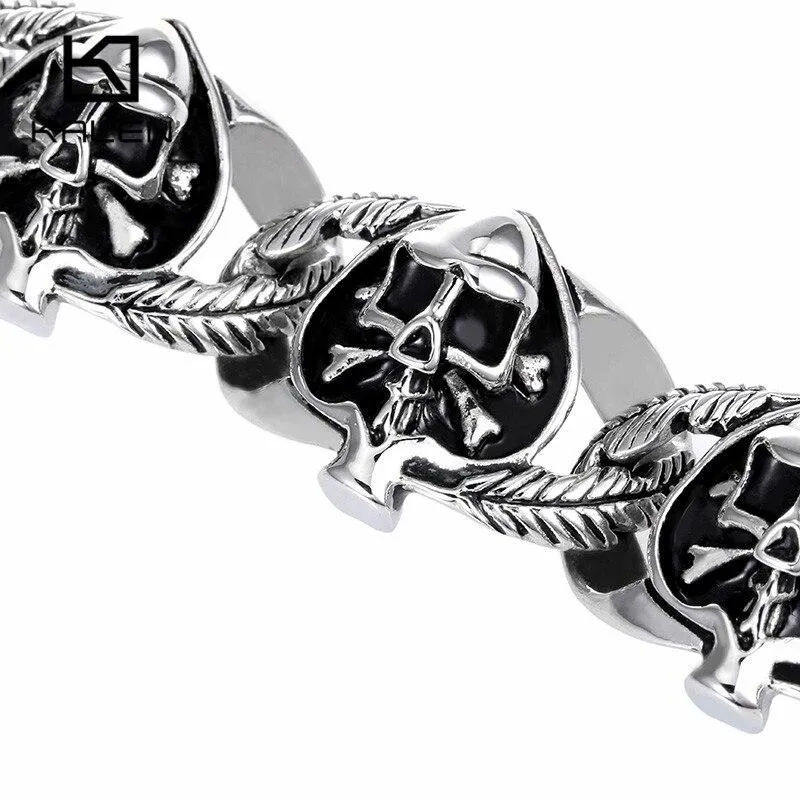 316L Stainless Steel Viking Skull Charm Bracelet