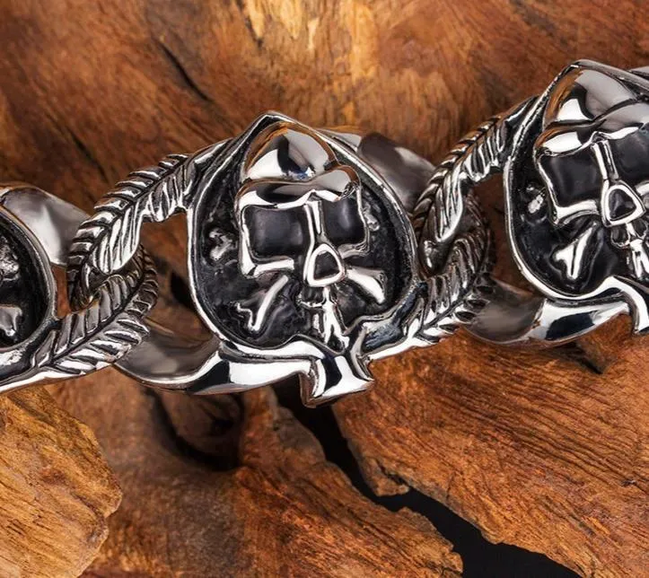 316L Stainless Steel Viking Skull Charm Bracelet