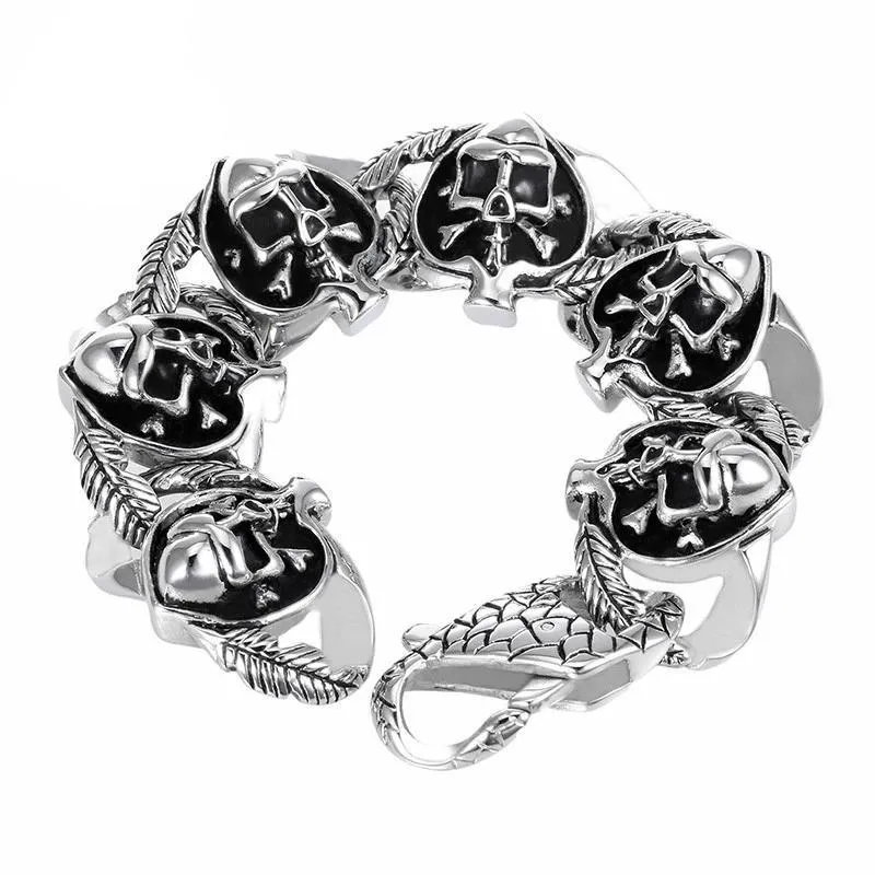 316L Stainless Steel Viking Skull Charm Bracelet