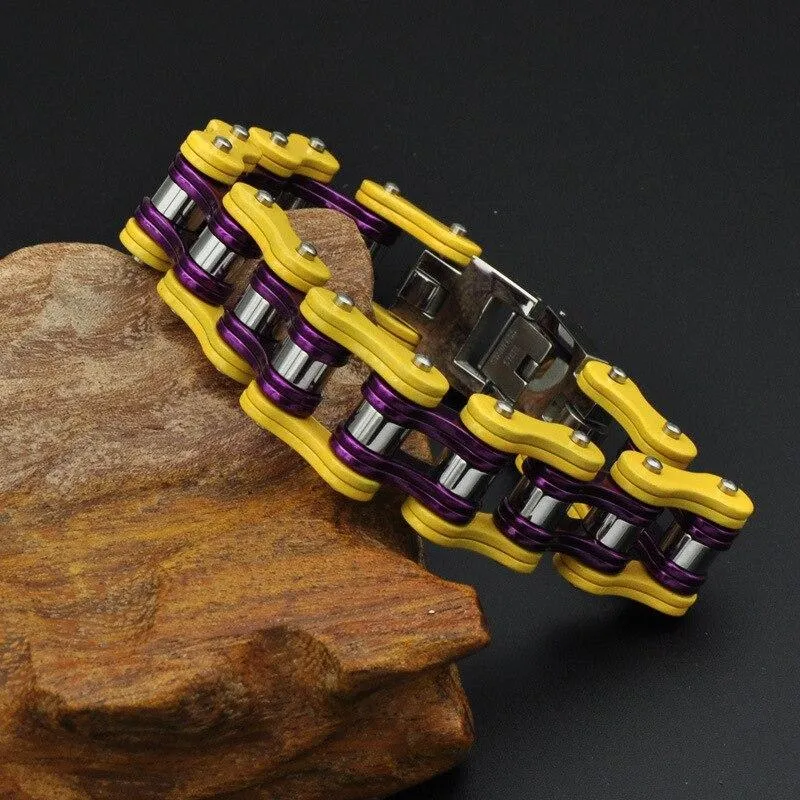 4 Tones Motorcycle Chain Stainless Steel Bangle Bracelet