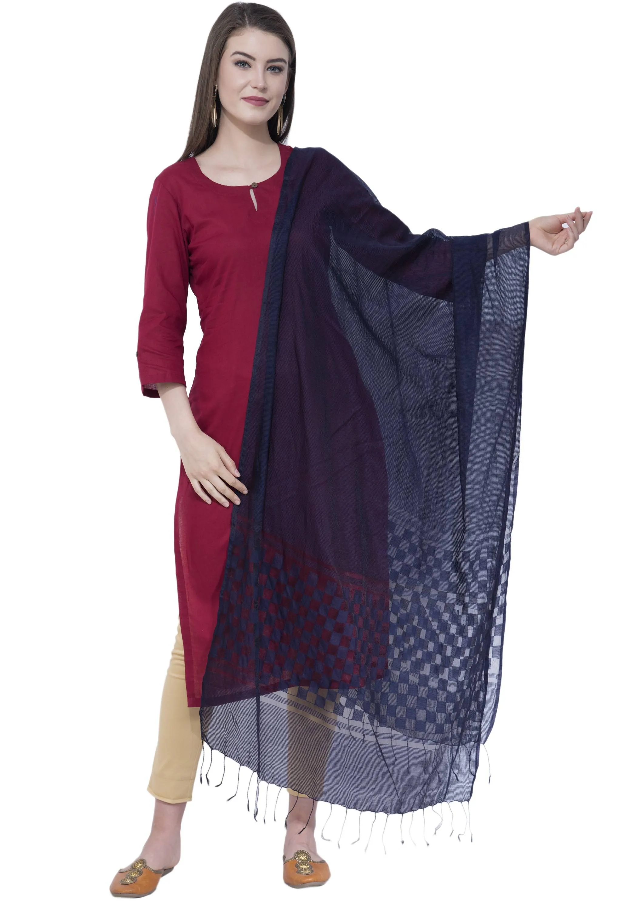 A R SILK Navy Blue Color Buta Cutting Dupattas and Chunnis