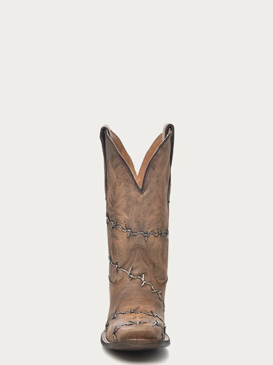 A3532 - MEN'S BARBED WIRE BROWN SQUARE TOE COWBOY BOOT