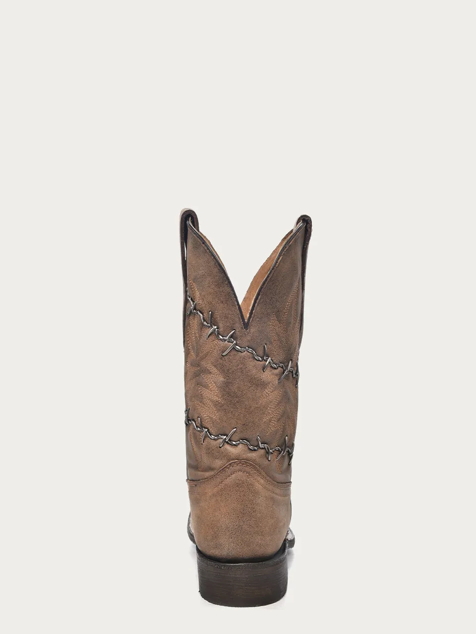 A3532 - MEN'S BARBED WIRE BROWN SQUARE TOE COWBOY BOOT