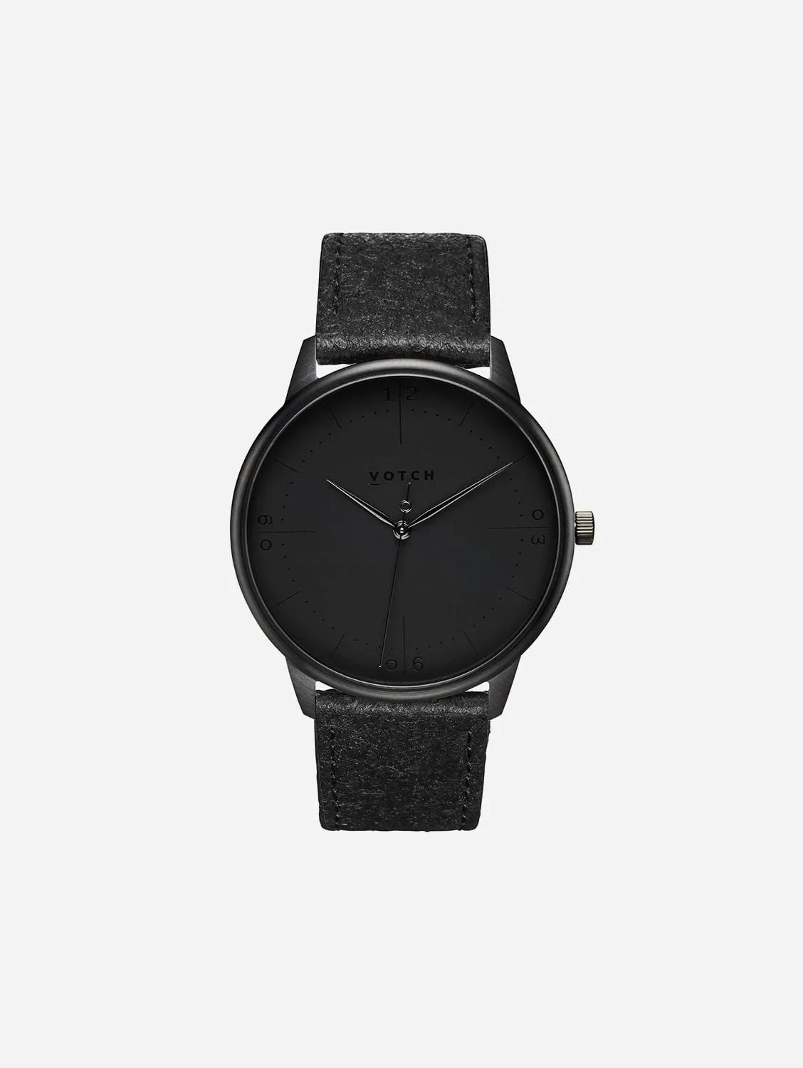 Aalto Watch with Black Dial | Black Piatex Vegan Leather Strap