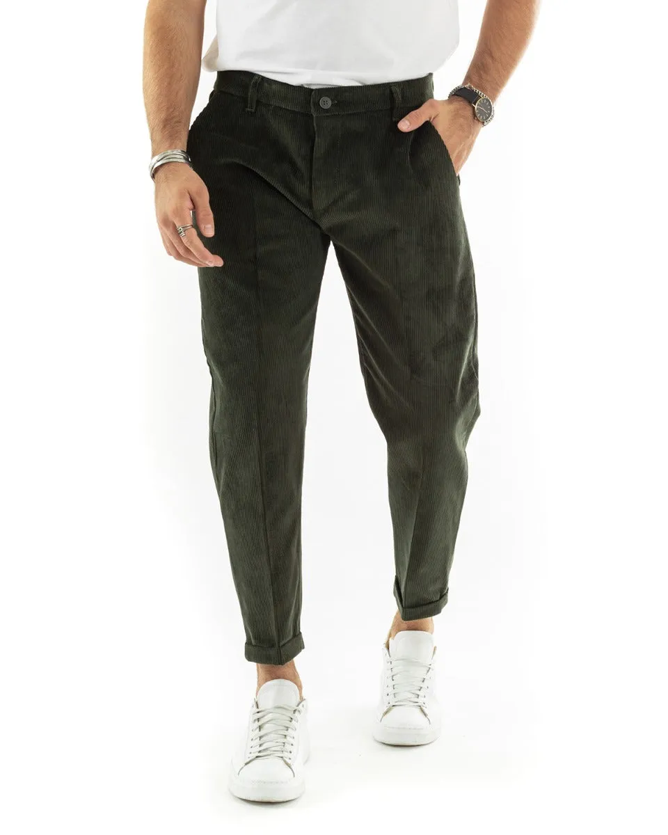 Abito Uomo Doppiopetto Vestito Velluto Completo Giacca Pantaloni Verde Elegante Cerimonia GIOSAL-OU2195A