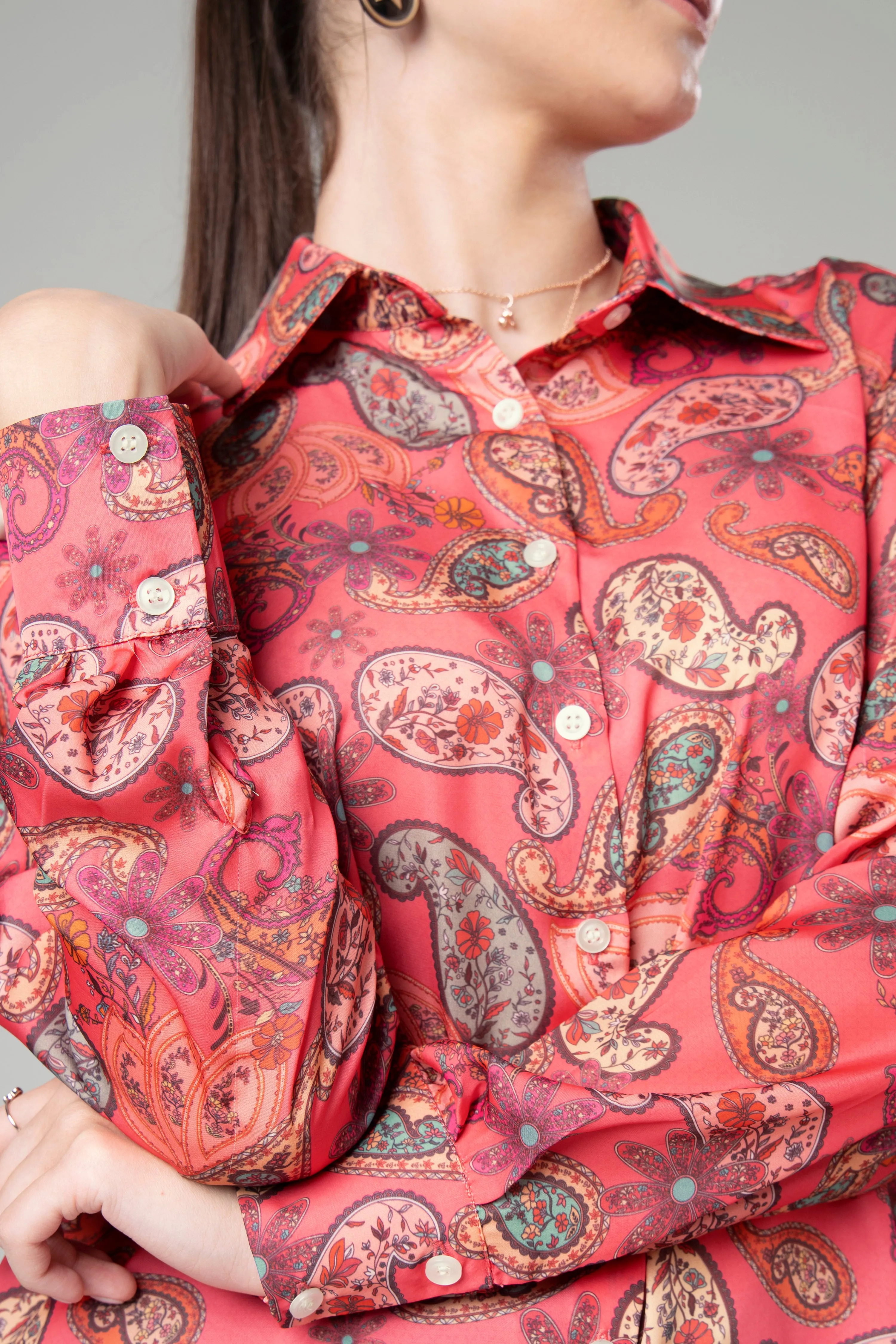 Abstract Paisley Shirt For Women