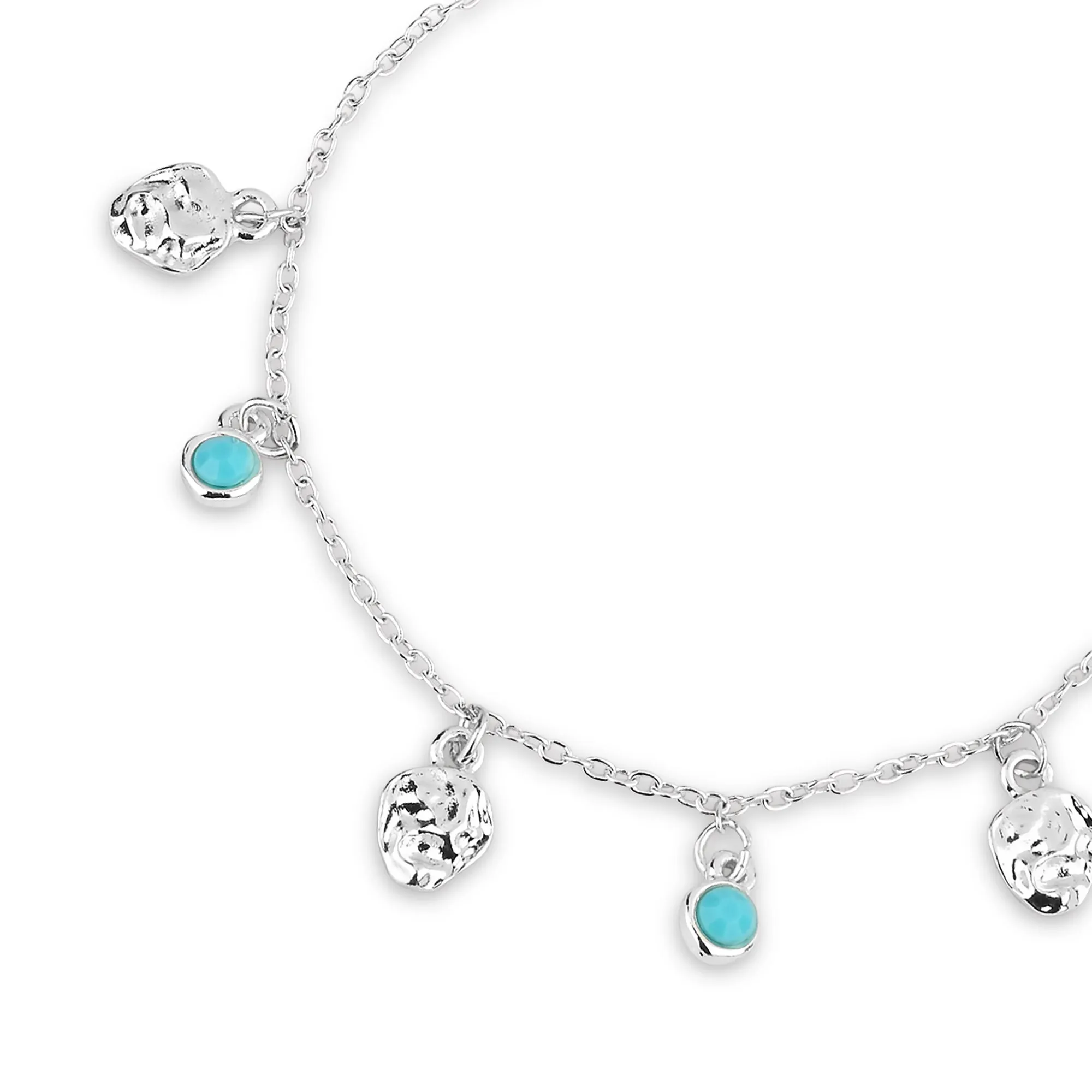 Accessorize London Women's Silver Molten Disc Drop Anklet