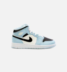 Air Jordan 1 Mid Ice Blue Grade School Lifestyle Shoe - Blue/Black