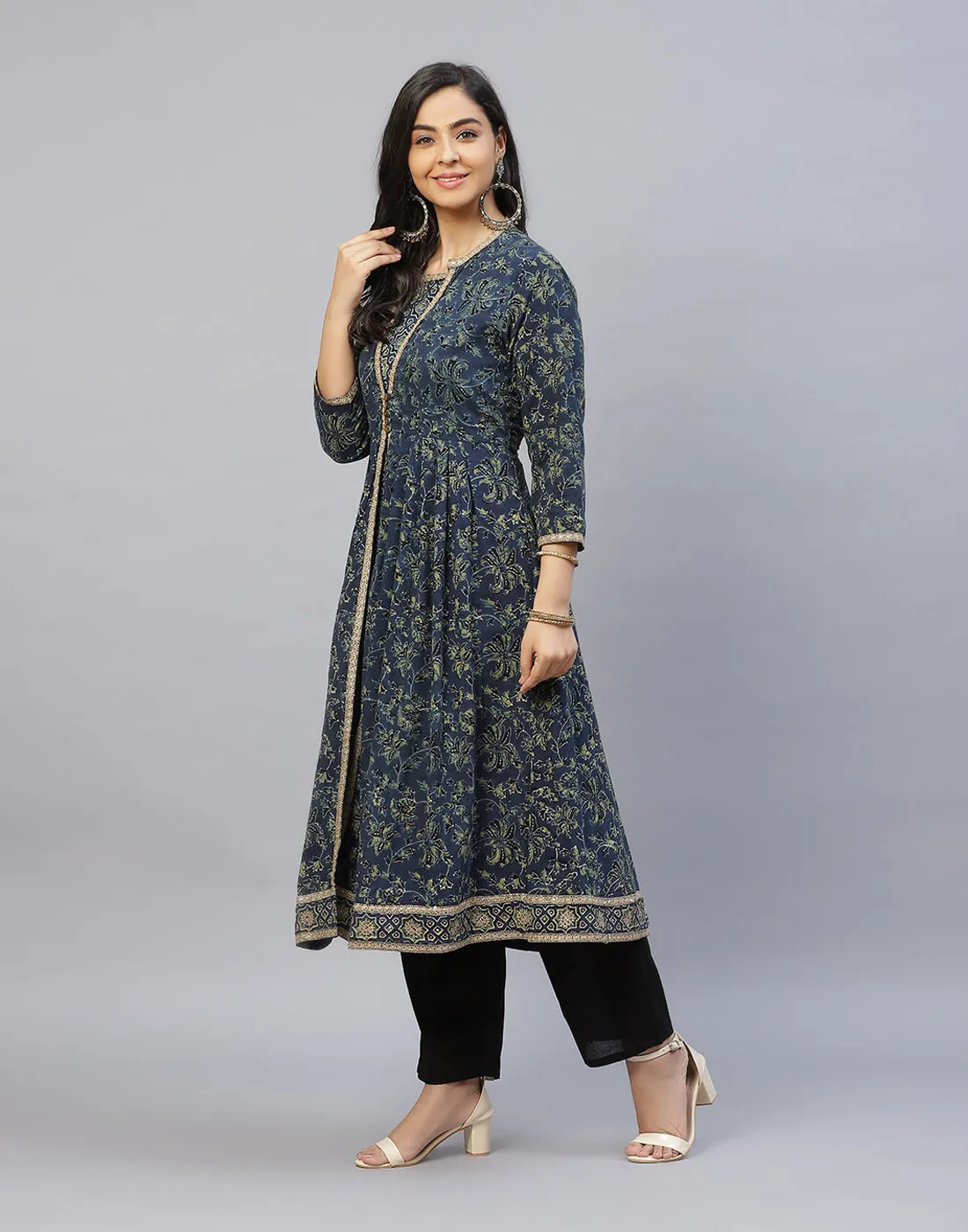 Ajrakh Print Cotton Kurti Palazzo Set