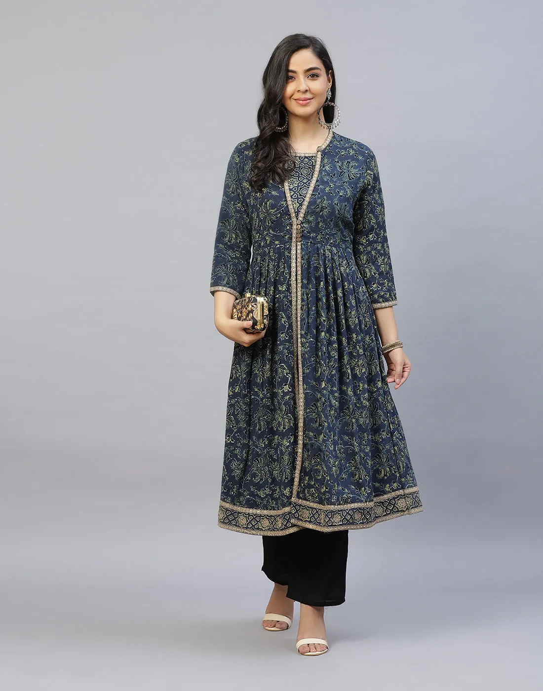 Ajrakh Print Cotton Kurti Palazzo Set