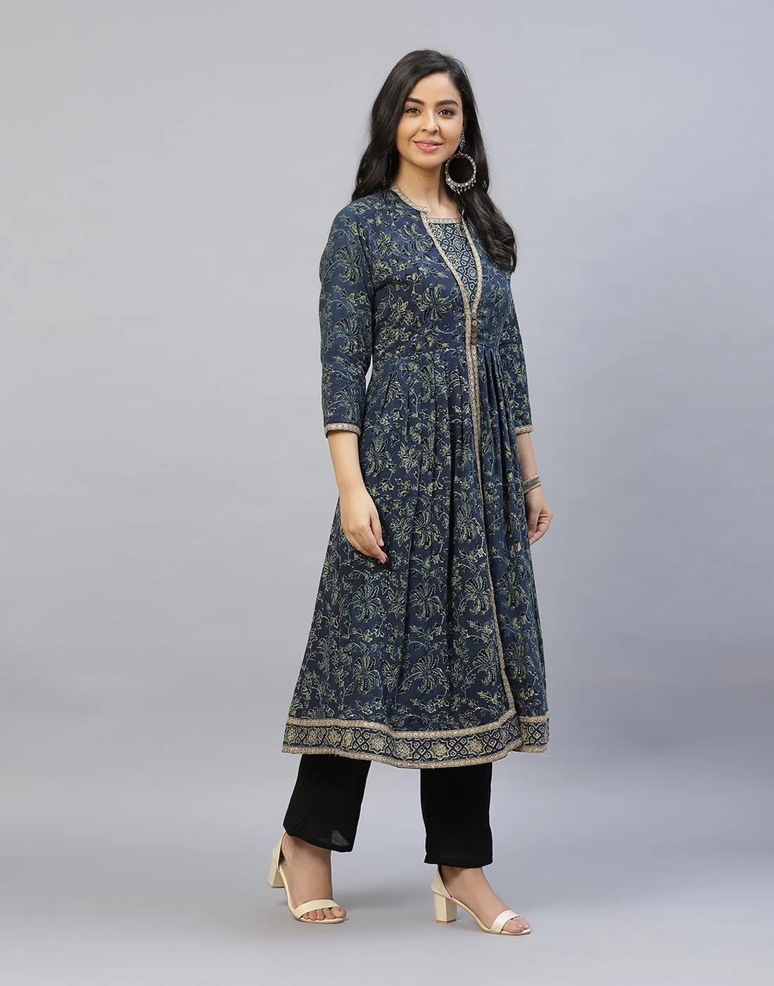 Ajrakh Print Cotton Kurti Palazzo Set