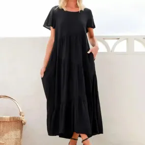 Alessia Linen Maxi Dress - Black