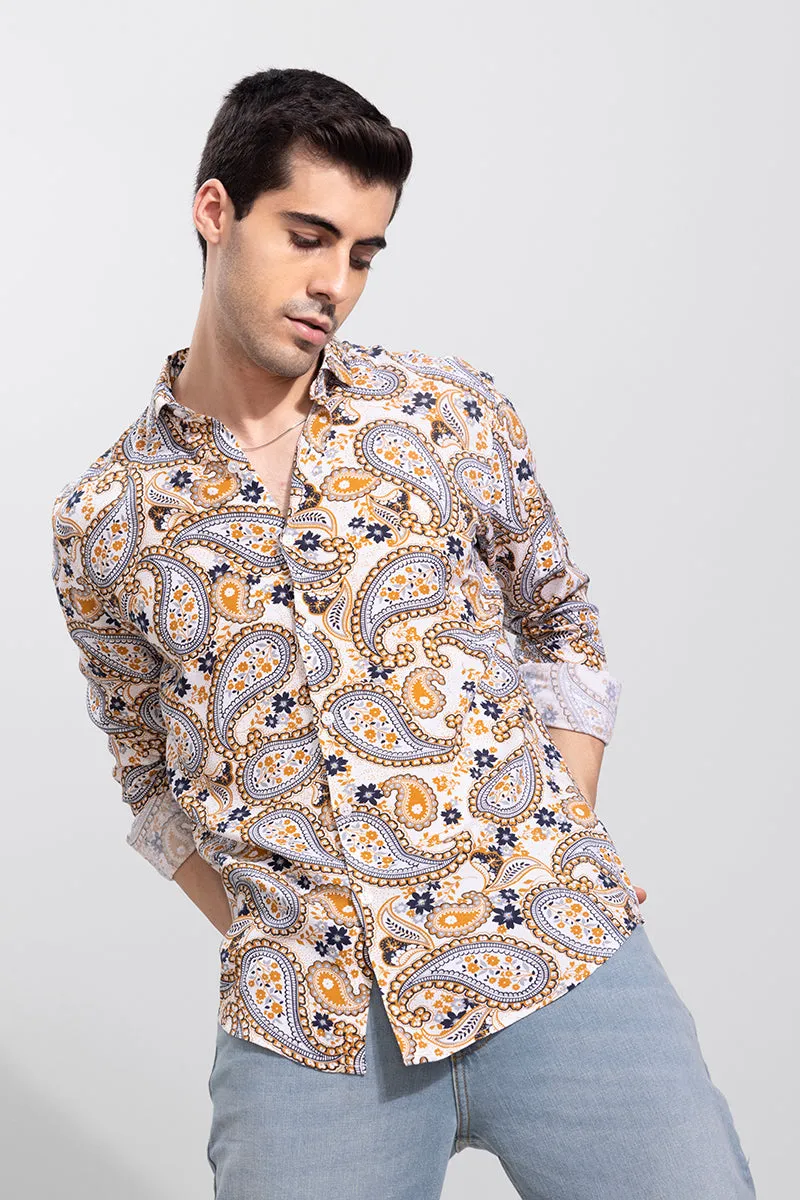 Allover Paisley White Shirt