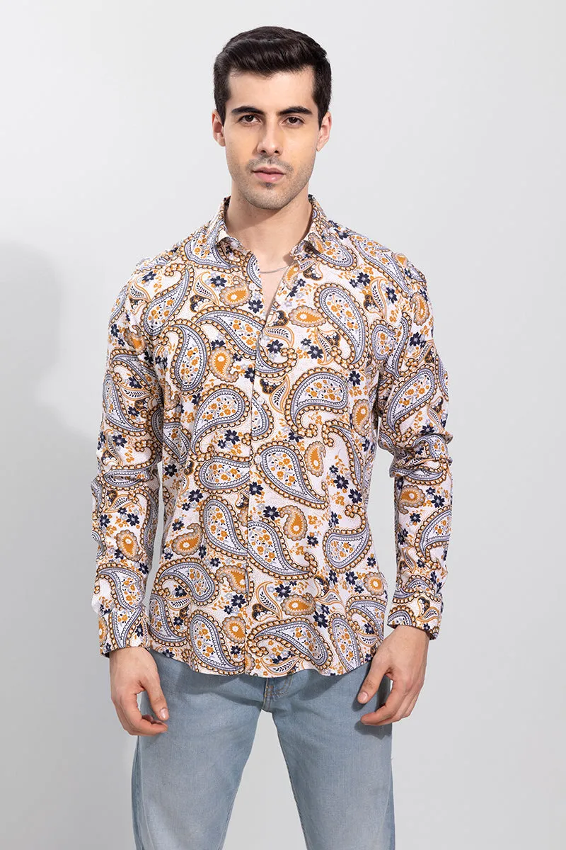 Allover Paisley White Shirt