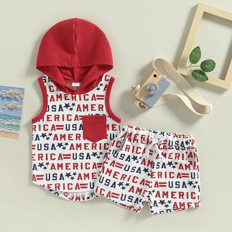 AMERICA Hooded Summer Outfit