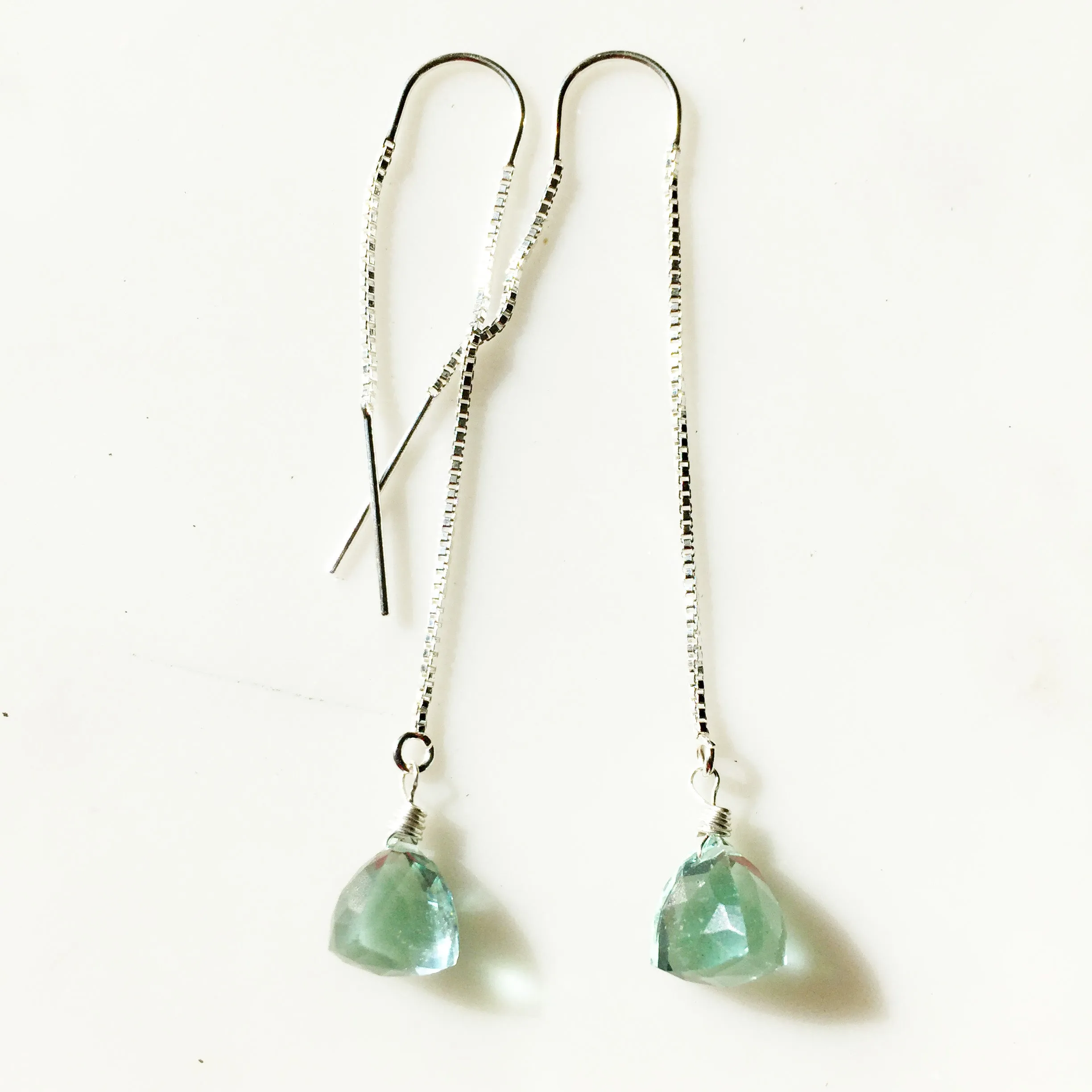 Aquamarine Blue Threader, Sterling Silver