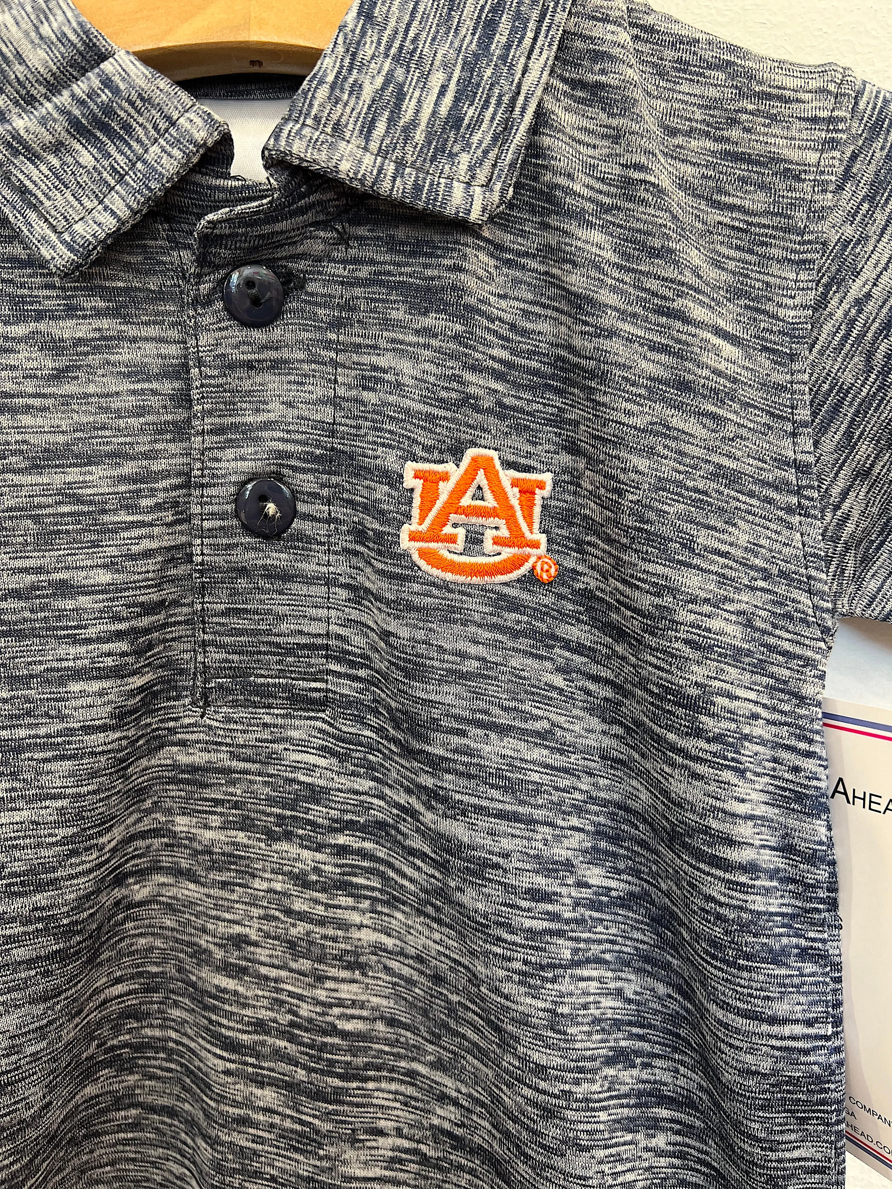 Auburn Navy and White Space Dye Polo