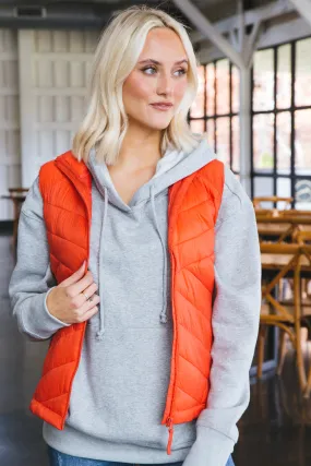 Azaria Puffer Vest, Tomato