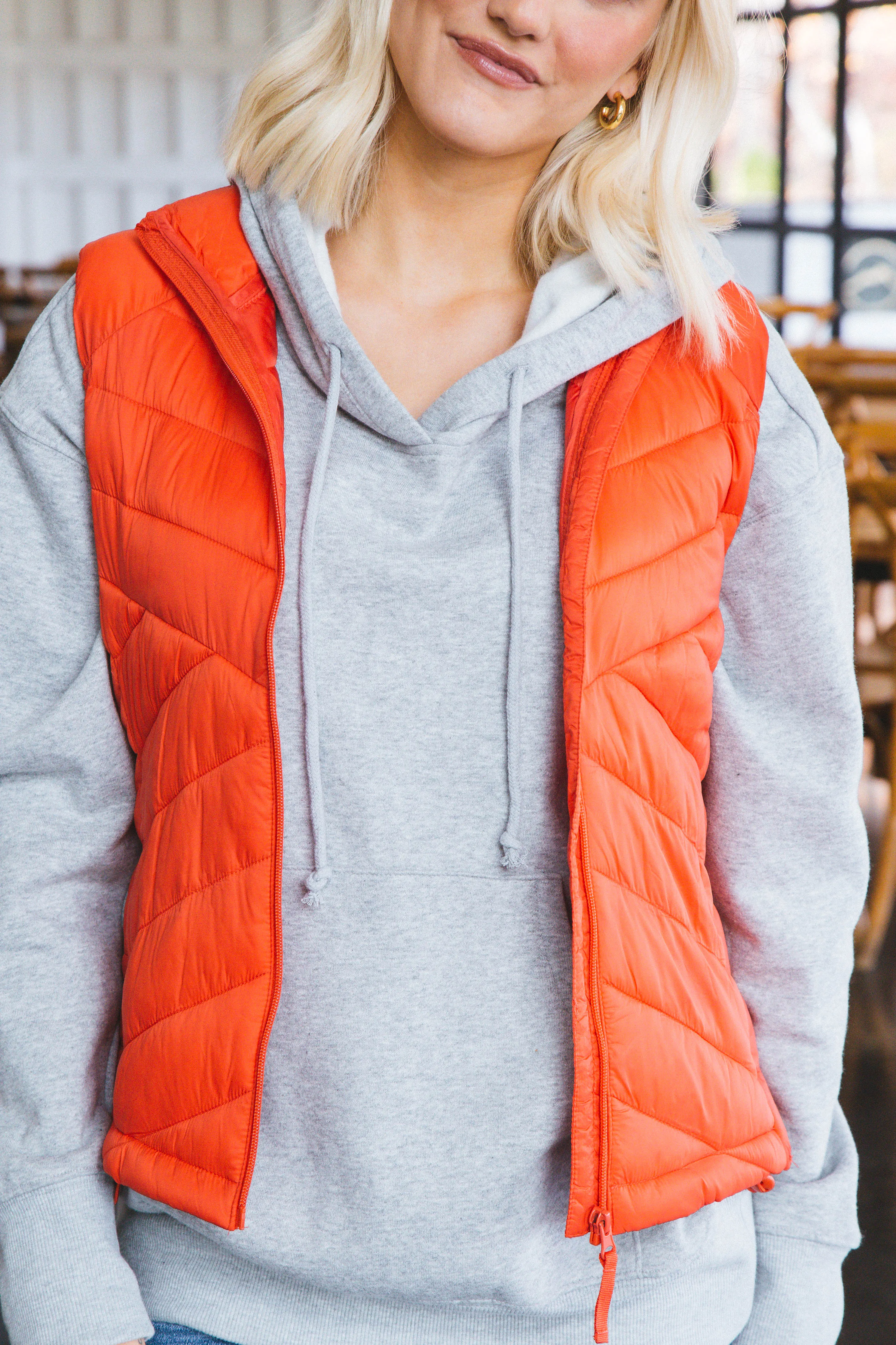 Azaria Puffer Vest, Tomato