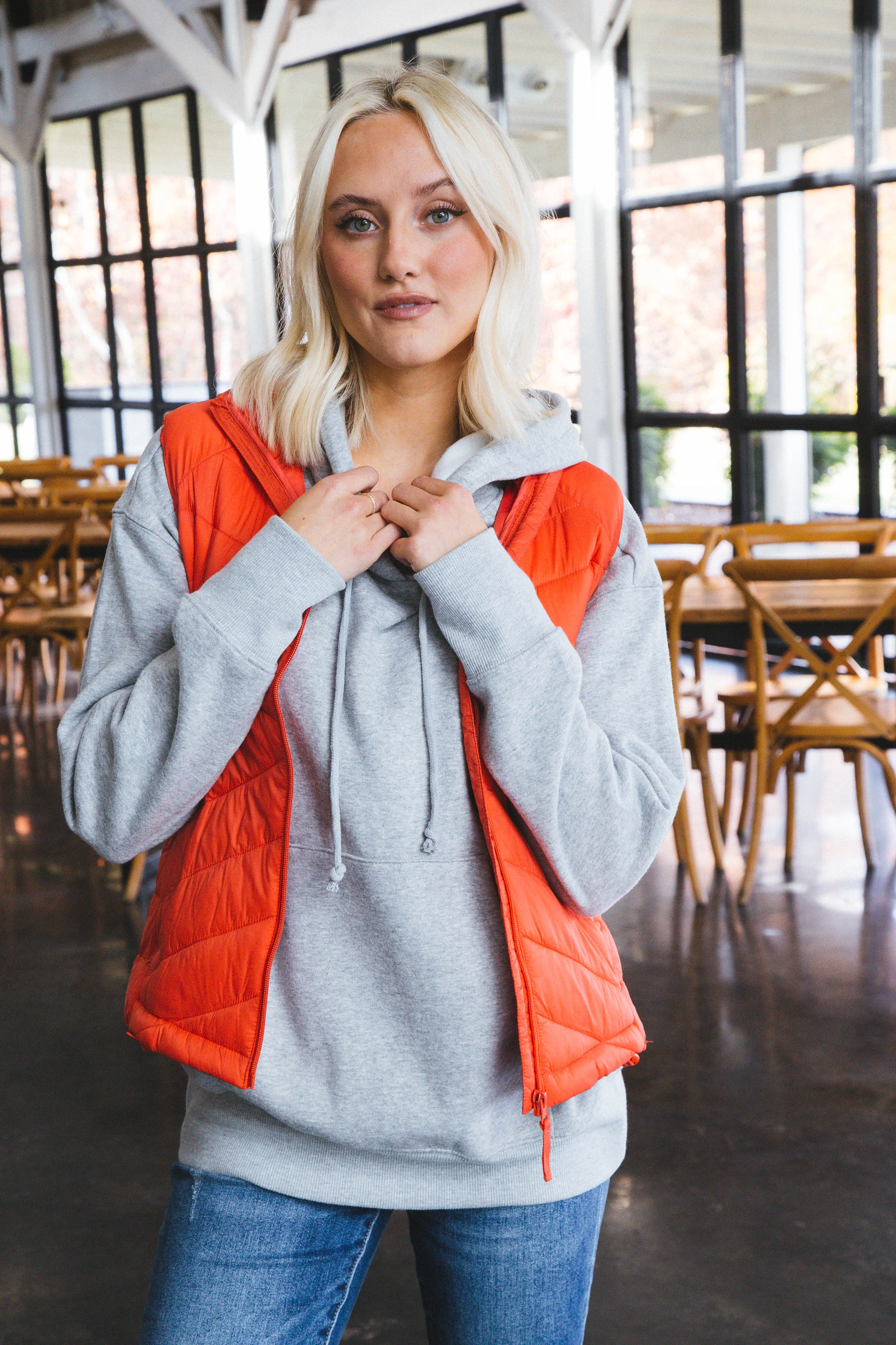 Azaria Puffer Vest, Tomato