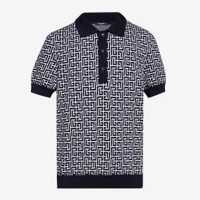 Balmain Monogrammed Wool Polo Shirt