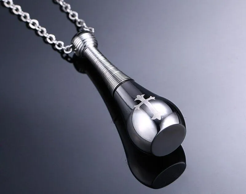 Baseball Bat-shaped Urn Pendant with Chain Link Necklace