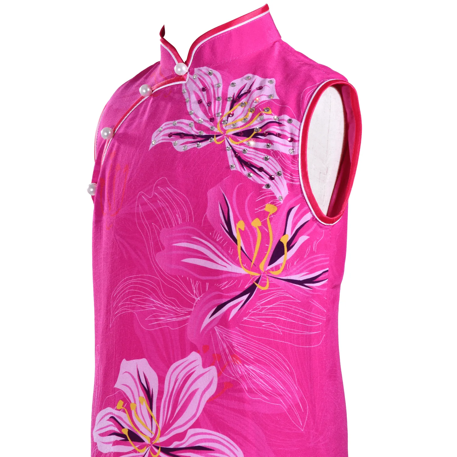 【BAUHINIA】100% Silk Cheongsam with Crystals-Junior