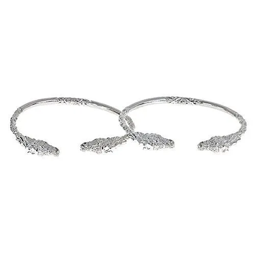 Better Jewelry Horse Ends West Indian Bangles .925 Sterling Silver, 1 pair