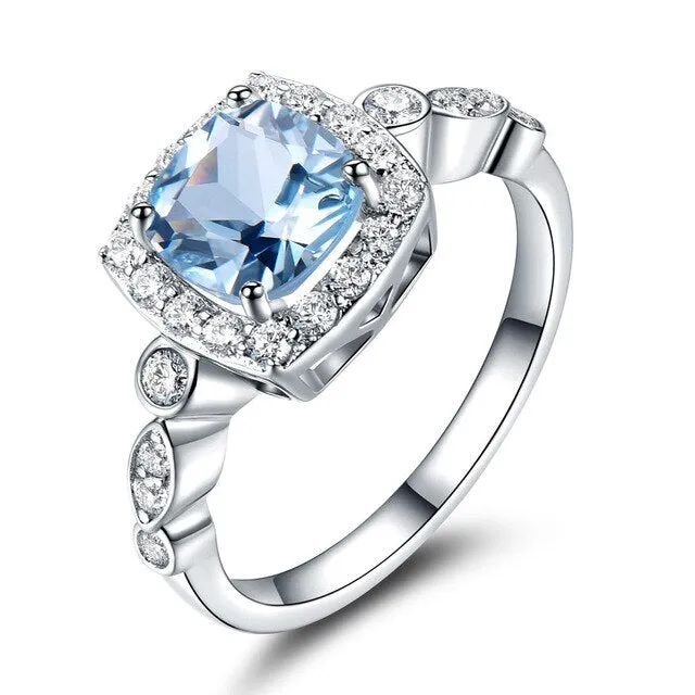 Birthstones and Cubic Zirconia 925 Sterling Silver Engagement Ring