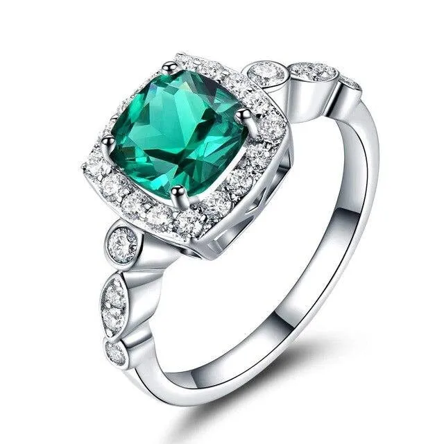 Birthstones and Cubic Zirconia 925 Sterling Silver Engagement Ring