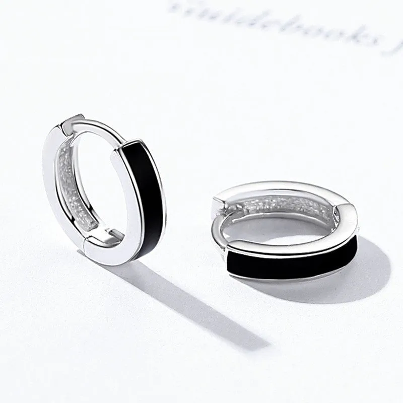 Black Rhodium-Plated 925 Sterling Silver Hip-Hop Hoop Earrings