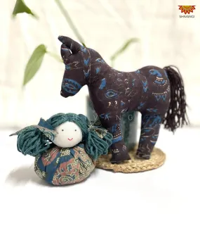 Blue and Grey Handcrafted Fabric Horse Toys !!!