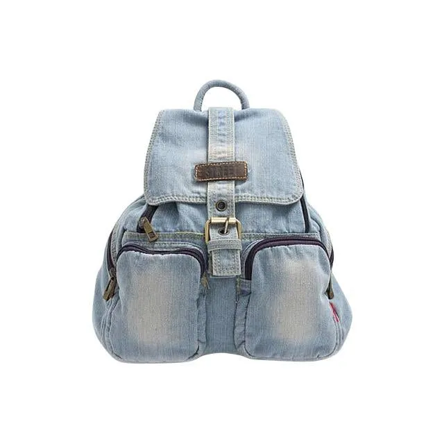 Blue Denim Daily Travel 20 to 35 Liter Backpack for Girls