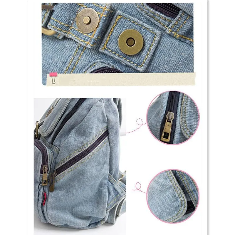 Blue Denim Daily Travel 20 to 35 Liter Backpack for Girls