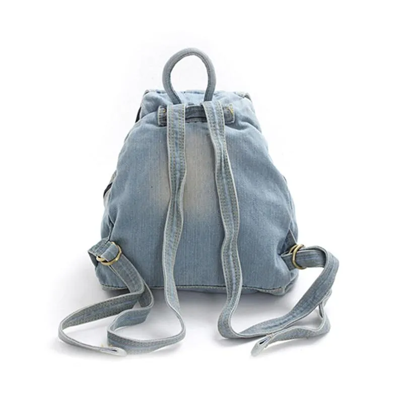 Blue Denim Daily Travel 20 to 35 Liter Backpack for Girls