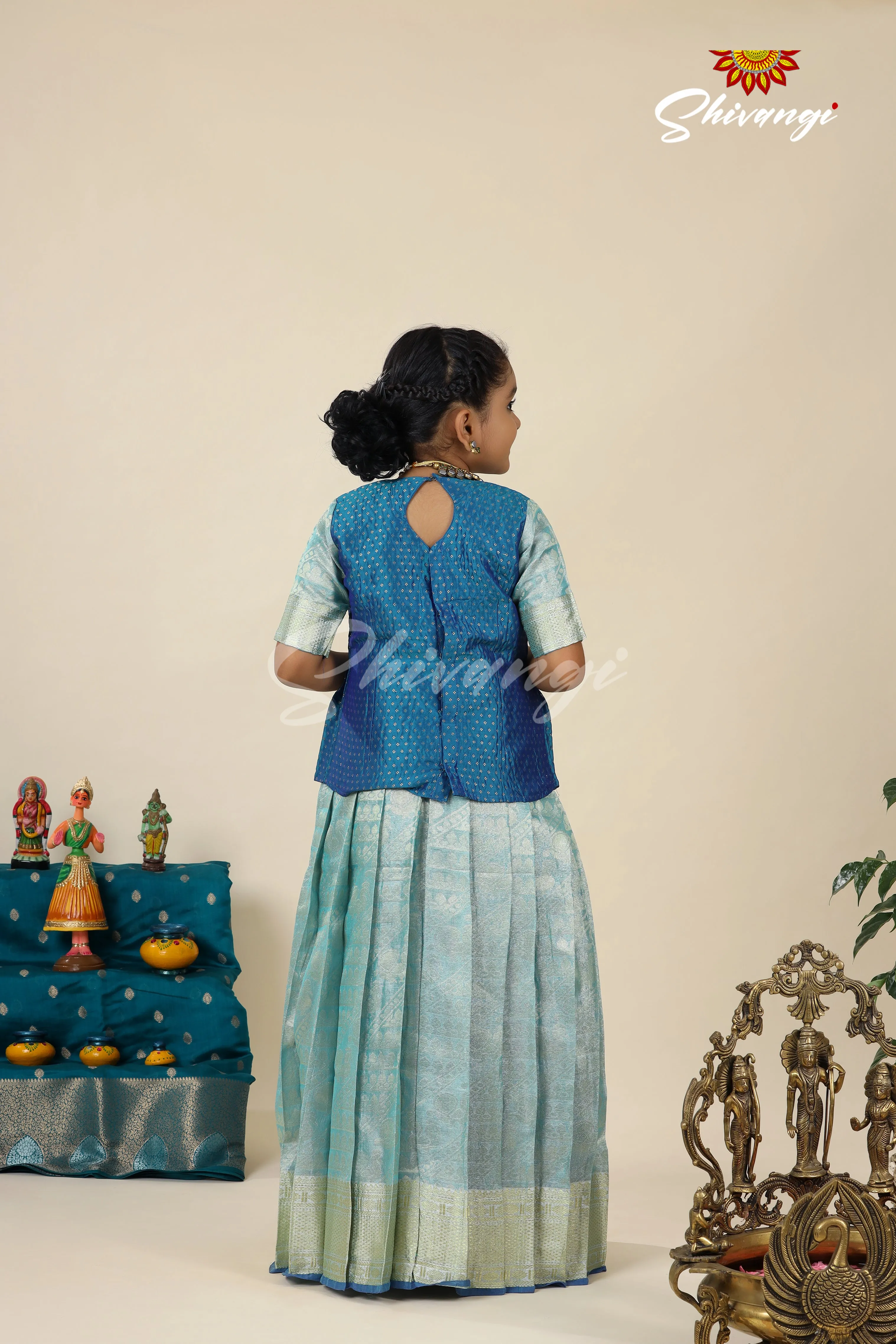 Blue DSR Tissue Pavadai Set For Girls !!!