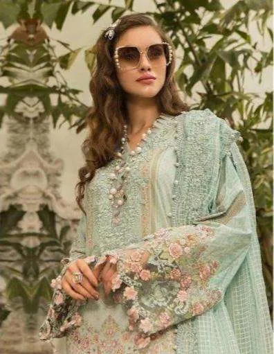 Blue Mariya B Lawn Cotton Designer Pakistani Wear