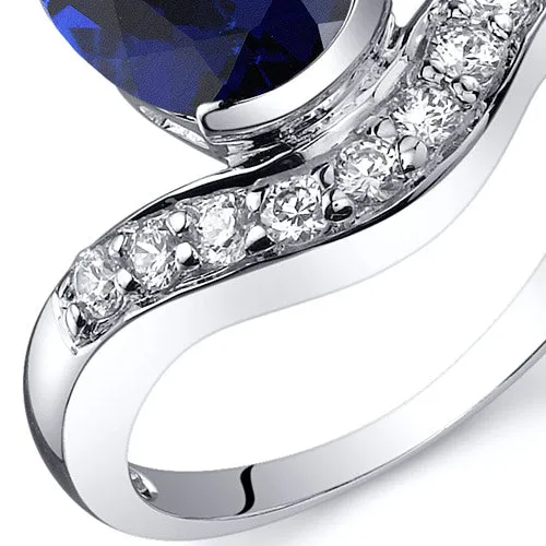 Blue Sapphire Oval Cut Sterling Silver Ring Size 7