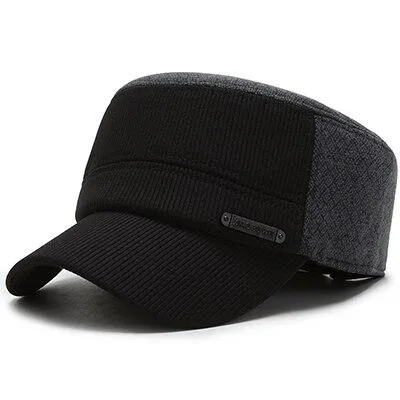 Buckled Corduroy Middle-aged Seniors Military Hat