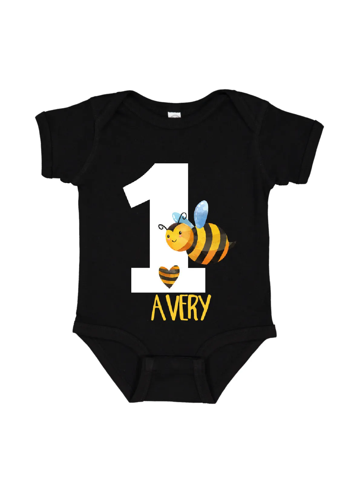 Bumble Bee First Birthday Bodysuit - White, Gray, & Black