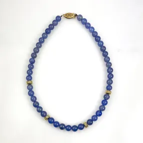 Chalcedony & Gold Beaded Necklace 8mm